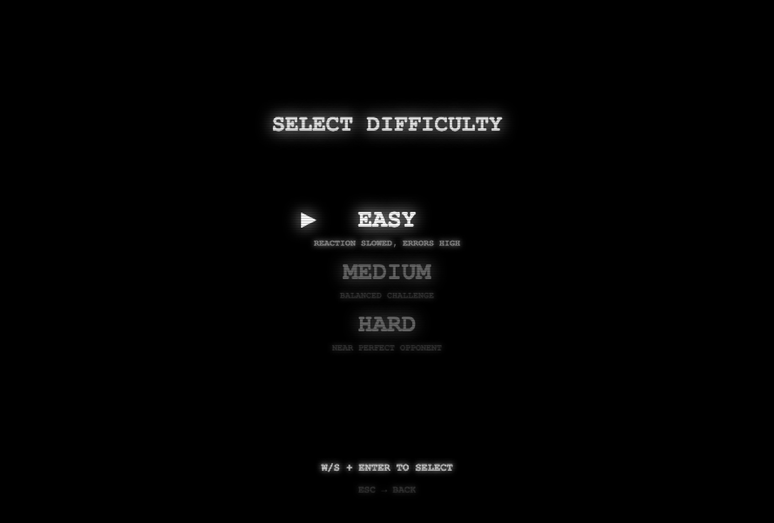 Retro Pong AI level selection