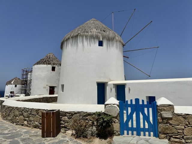 A whitewashed windmill on Mykonos